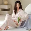 Algodón Lycra Pijama de Manga Larga para Mujer 2026 Nuevo Primavera y Otoño Dibujos Animados Dulce Holgado Conjunto de Cardigan Ropa de Casa