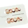Uñas postizas temáticas de otoño, hechas a mano, con diseños lindos pintados a mano, estilo cat-eye juvenil e inspirado en Francia, disponibles para venta al por mayor