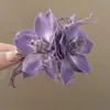 Presilha de Cabelo Flor Roxa Doce com Detalhes Decorativos, Presilha para Franja que Realça a Atmosfera, Acessório para Fotos na Praia, Ferramenta de Penteado, Ornamento de Cabelo Feminino