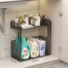 Gabinete de Banheiro Rack de Armazenamento Sob a Pia Gabinete de Banheiro Sob a Pia Prateleira em Camadas Armário de Cozinha Caixa de Armazenamento Cesta Deslizante
