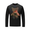 Camiseta de otoño para hombre, de manga larga, ajustada, con cuello redondo, modal, moderna, elástica, con oso de diamantes de imitación