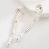 Pendientes de aleación con diseño de espina de pez y hoja, exagerados, retro, de nicho, elegantes, a la moda, con pasador de plata 925