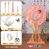Abanico de Bambú Estilo Chino Paquete de Materiales DIY Vacaciones de Verano Actividades para Niños Abanico Hecho a Mano Antiguo de Verano Pegatinas Bordadas