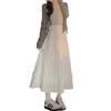 Falda Blanca de Ballet tipo Pastel, Línea A, Cintura Alta, Adelgazante, Largo Medio, Delgada, Vaporosa, Nueva Colección Verano 2026 para Mujer