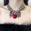 Collar de Borlas Rojas Amor Dulce Chica Picante Moda Lujo Ligero Industria Pesada Cadena de Clavícula de Gama Alta Joyería de Diseño Nicho
