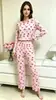 2026 Novo Conjunto de Pijama Duas Peças com Manga Longa e Calça Longa para Casa Moda Animal Print Loungewear para Mulheres 7072