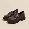 Mocasines de plataforma de tacón alto, zapatos de vestir sencillos para mujer, nueva colección de otoño estilo coreano, estilo preppy, zapatos JK británicos, que aumentan la altura