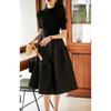 [ZQG463466MG] saia preta pequena elegante gola alta tricô de lã costura saia de baixo vestido justo