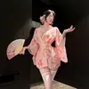 Encantadora Belleza Dulce Japonesa Sakura Tentación Sensual Kimono con Cordones Interés Coqueto Interés Divertido Lencería Pura Lencería de Deseo