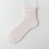 Calcetines Cortos de Encaje Finos de Verano para Mujer, Calcetines Transpirables de Malla Anti-Olor Antibacterianos hasta la Mitad de la Pantorrilla, Calcetines de Encaje de Seda de Morera para Mujer
