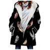 Venda quente transfronteiriça 2023 novo trench coat feminino inverno engrossado estilo europeu e americano folha padrão casaco com capuz atacado
