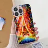 Paisaje Torre Eiffel Aplicable iPhone 17 Pro Max Pintura Metálica Vidrio Funda Protectora para Teléfono 17 Cobertura Total Agujeros Precisos