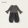 Coleção de Roupas para MeninasOutono Roupas para Meninas Jovens, Conjunto de Duas Peças com Calça e Mangas Longas para Crianças