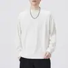Moletom masculino gola careca estilo casual minimalista de outono, corte solto, peso pesado, versátil, quente, camiseta de manga longa, peça básica, atacado da moda