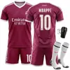 2627 Set de Club Camiseta 7 Vinicius C. Camiseta de visitante del Real Madrid de Ronaldo 10 Uniforme de fútbol rojo de Mbappé