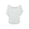 [Oufan] Design Elegante, Cintura Franzida, Gola Diagonal, Camiseta de Manga Curta para Mulheres, Novo Estilo de Verão, Top Casual Emagrecedor