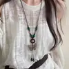 Nuevo Collar Retro Estilo Chino con Hojas para Mujer 2025 Nuevo Popular Diseño de Nicho Collar Largo con Colgante Cadena para Suéter
