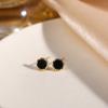 Pendientes negros sencillos de estilo frío para mujer, de alta gama, con diseño de círculo geométrico, accesorios de moda.