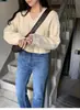 Nuevo Suéter de Punto de Lana Pura con Cuello en V para Mujer, Suéter Base Suave de Manga Larga, Moda Casual Simple Holgada