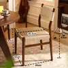 Silla de Comedor de Madera Maciza Silla con Respaldo Tejido de Cuerda Estilo Mediados de Siglo Silla para Mesa de Comedor Hogareña Retro Madera Original Estilo Wabi-Sabi Silla de Escritorio