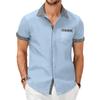 2024 estação independente transfronteiriça verão nova camisa masculina de manga curta moda houndstooth casual simples cor combinando top