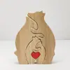 Adorno de Rompecabezas de Madera con Oso Abrazando a su Cría Transfronterizo para Dormitorio y Sala de Estar, Artesanías de Madera Maciza Familiares Cálidas para Exportación