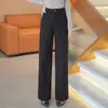 Pantalones de Lana de Pierna Ancha para Mujer Invierno Color Café Cintura Alta Pierna Recta 2026 Nuevos Pantalones Casuales Engrosados y Cálidos para Mujer