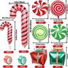 Set de Decoración de Globos Navideños de 30 Piezas, Caja de Regalo de Caramelo y Bastón de Caramelo, Globo de Película de Poliéster y Papel de Aluminio, Navidad y Año Nuevo