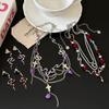 Doce Cool Spice Girl Oil Drop Snake Pingente Colar Brincos Vintage Requintado Multi-Camadas Empilhadas Clavícula Corrente Brincos Colar Corrente Moda