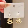 Pendientes de Perla Imitación de Lujo Aguja de Plata para el Año de Nacimiento, Pendientes de Botón de Personalidad de Moda de Año Nuevo, Pendientes de Nicho de Gama Alta para Mujer