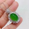 Colgante Huevo de Paloma Incrustado de Calcedonia Blanca de Alta Calidad Bañado en Plata 925 Collar de Ágata Verde Jade Suministro para Transmisión en Vivo