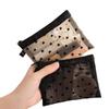 Mini bolso cosmético de malla de nailon con diseño de amor transfronterizo, monedero portátil, estuche protector para mini lápiz labial.