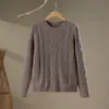 Suéter de Jacquard y Cachemira Nuevo para Mujer Otoño e Invierno Cuello Redondo Moda Versátil Casual Tejido Grueso Suéter para Mujer Cómodo y Agradable para la Piel