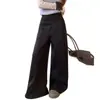 Nuevos pantalones de oxígeno simples de cintura alta para mujer de principios de otoño, pantalones casuales relajados estilo LULU con una sensación ligera, diseño de pierna ancha moderno y relajado