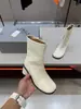 Botas Chelsea de salto grosso em couro legítimo para mulheres, botas split-toe estilo casco de porco, novo modelo 2026 botas Chelsea em couro legítimo, botas curtas versáteis de nicho