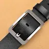 Cinto Masculino Simples com Fivela de Liga Metálica, Cinto de Couro Casual Versátil, Cinto para Terno com Elementos Geométricos