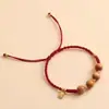 Pulseiras Autênticas de Madeira de Pessegueiro Selvagem para Mulheres e Homens, Pulseiras de Amuleto da Sorte Trançadas à Mão, Pulseiras de Proteção para Segurança de Bebês