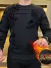 Sudadera de Manga Larga de Terciopelo 2025 Nueva para Hombre de Cuello Redondo para Jóvenes y Personas de Mediana Edad Top Holgado Base 1/2 Piezas