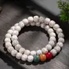 Pulsera de Semilla de Bodhi Xingyue de Hainan de Doble Círculo para Llevar en la Mano, Pulsera de Semilla de Bodhi Blanca Lisa con Estrella y Luna de Alta Densidad para Hombres y Mujeres