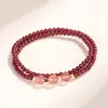 Pulseira de granada vermelha natural real pulseira feminina com contas de transferência de cristal morango joia feminina multi-círculo multi-camada pulseira de cristal atacado