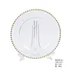 Plato de Perlas Xinsen Personalidad Creativa Estilo Europeo y Americano Vidrio Transparente Plato con Perlas Doradas Plato para Pastel Plato Occidental Plato Lateral con Perlas Doradas