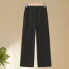 Calças grossas e quentes com forro de fleece para mães, com cintura elástica, design de perna reta, disponíveis em tamanhos grandes, adequadas para mulheres de meia-idade e idosas, e ideais para uso casual no outono e inverno.