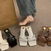 Sandalias de Tira Cruzada y Punta Abierta Estilo Francés Impresionantes Brisa Nocturna para Mujer 2025 Nuevas Sandalias Casuales de Tacón Alto y Chanclas