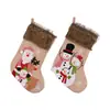 Calcetines de Navidad Tejidos Bordados Dibujos Animados Papá Noel Muñeco de Nieve Reno Bolsa de Dulces Decoración de Árbol de Navidad Adorno Colgante para Regalo