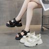 Sandalias mujer estilo hada 2025 nuevo verano versátiles que aumentan la altura de suela gruesa bizcocho de esponja velcro deportivas sandalias de playa