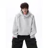 Hasselblad Diseño de Línea Sudadera con Capucha Vintage Lavada con Arena de Peso Pesado Ropa Exterior Holgada de Talla Grande para Adolescentes Marca de Tendencia