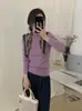 26 Nuevo Estilo de Otoño Top, Lana Merino 100% Ultra Fina, Estilo Coreano Color Sólido Cuello Semi Alto Manga Larga Camiseta Base de Punto para Mujer