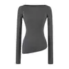 Conjunto de Top T-shirt Assimétrico de Manga Longa com Gola Canoa Estilo Desejo Puro Garota Apimentada + Saia Midi Irregular Justa ao Corpo para Mulheres