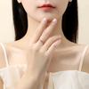 Anillo de doble capa japonés y coreano de plata esterlina 925 con incrustaciones de circonitas de moda, anillo femenino con diseño de nicho de temperamento dulce