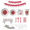 Decoración Navideña Transfronteriza de Temporada Diseño para Fiesta Plato de Papel Vaso de Papel Servilleta de Papel Mantel Plato Desechable para Cena Paquete de Vajilla